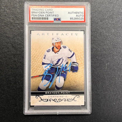 2021-22 Upper Deck Artifacts #86 Brayden Point Signed Card AUTO PSA/DNA slabbed