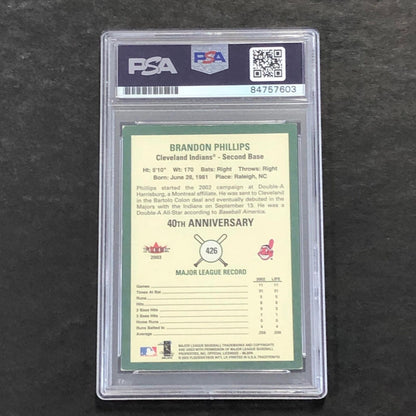 2003 Fleer Tradition #426 Brandon Phillips Signed Card PSA Slabbed Auto Clevelan