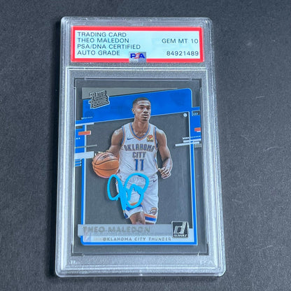 2020-21 Panini Clearly Donruss #60 Theo Maledon Signed Card Auto Grade 10 PSA Sl