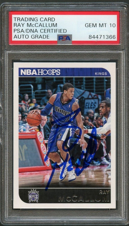 2014-15 NBA HOOPS #38 RAY MCCALLUM Signed Card AUTO 10 PSA Slabbed Kings