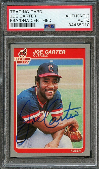 1985 Fleer Card #443 Joe Carter Signed Card PSA Slabbed Auto Cleveland