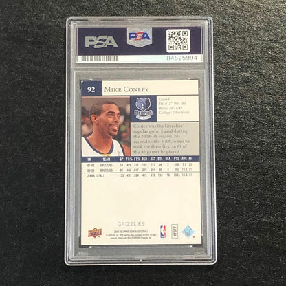 2009-10 Upper Deck #92 Mike Conley signed Auto Card PSA/DNA Slabbed Grizzlies