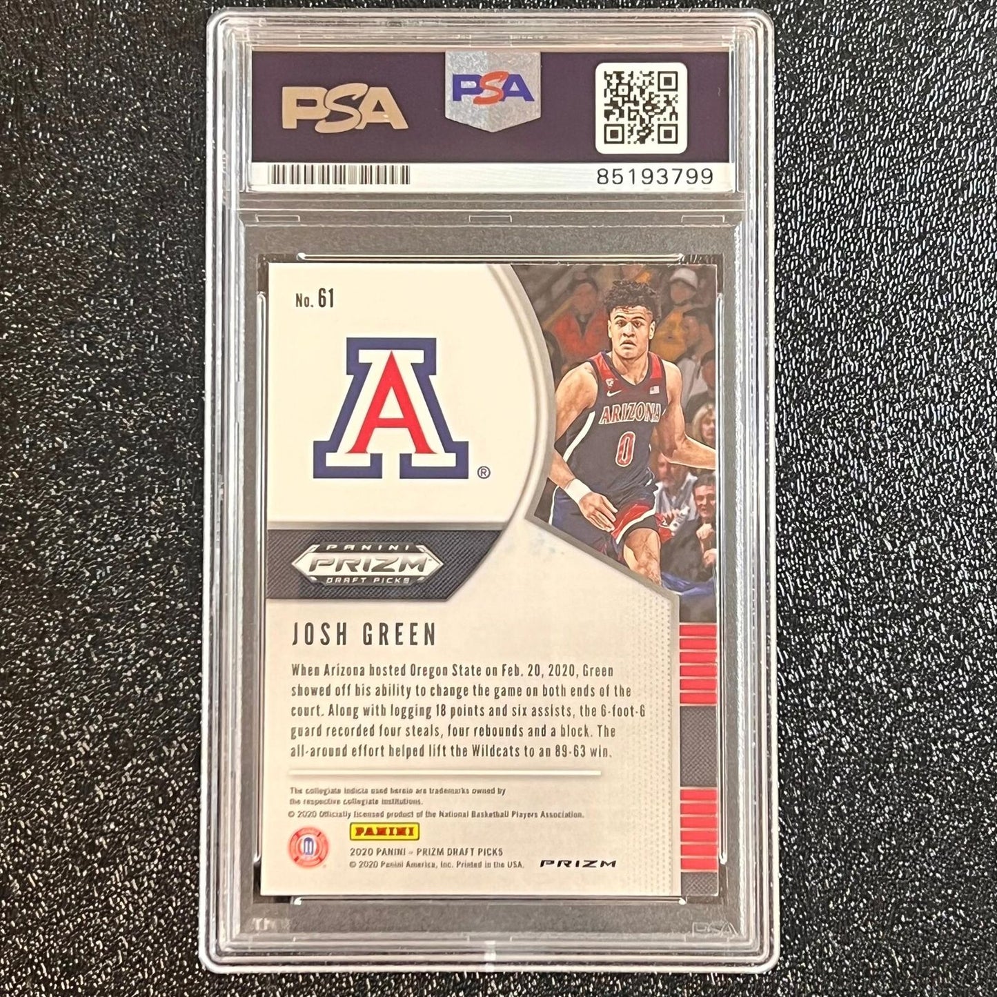 2020-21 Panini Prizm Draft Pick #61 Josh Green Signed Card Auto 10 PSA Slabbed R