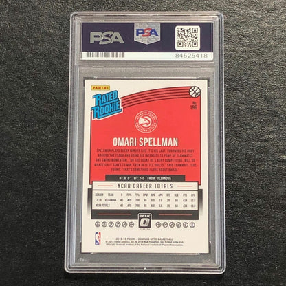 2018-19 DONRUSS RATED ROOKIE #196 Omari Spellman Signed Card AUTO PSA/DNA Slabbe