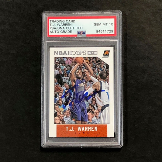 2015-16 NBA HOOPS #80 TJ WARREN Signed Card AUTO 10 PSA Slabbed Suns