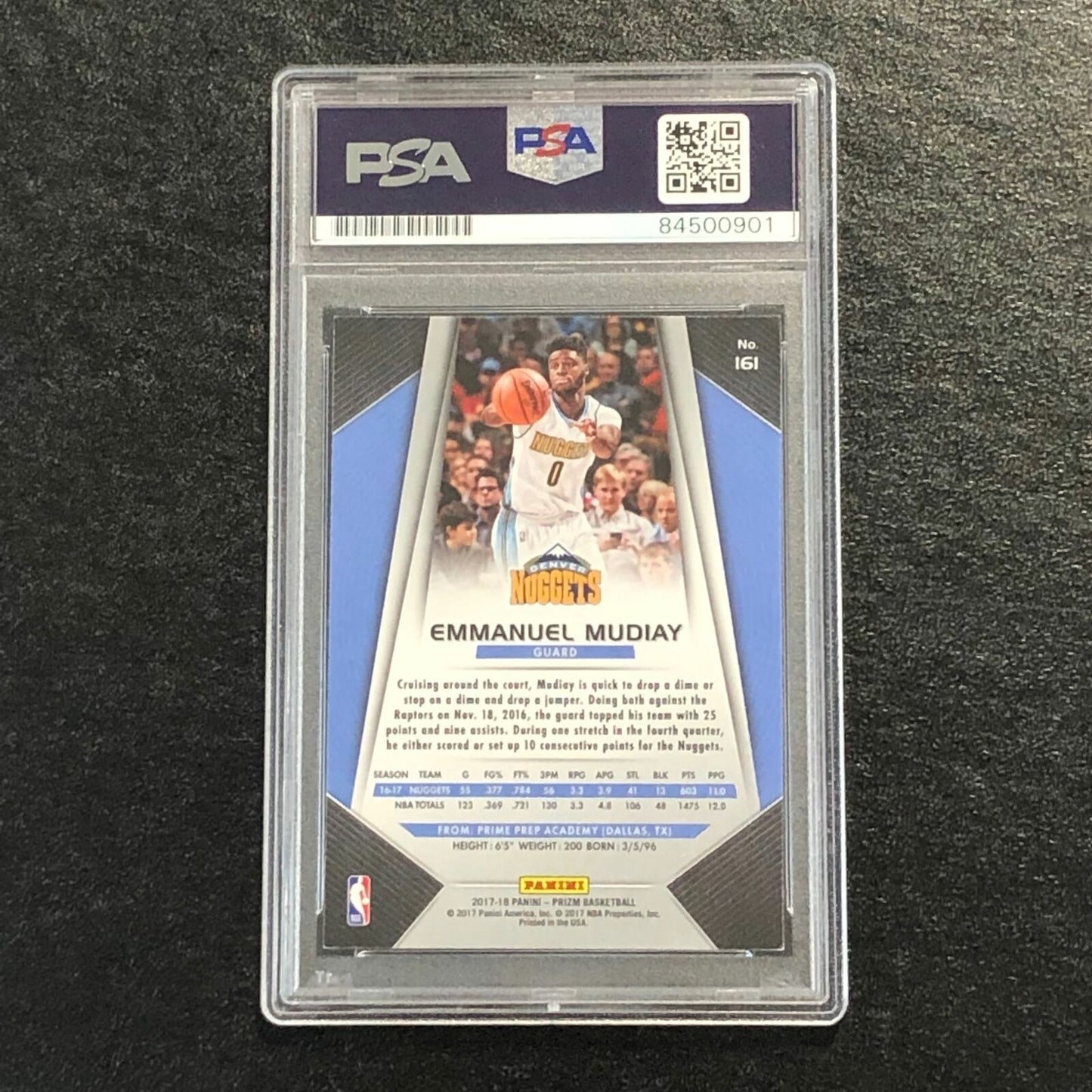 2017-18 Panini Prizm #161 Emmanuel Mudiay Signed Card AUTO 10 PSA Slabbed Nugget