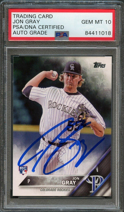 2016 Topps Series 1 #284 Jon Gray Signed Card PSA Slabbed Auto 10 RC Rockies