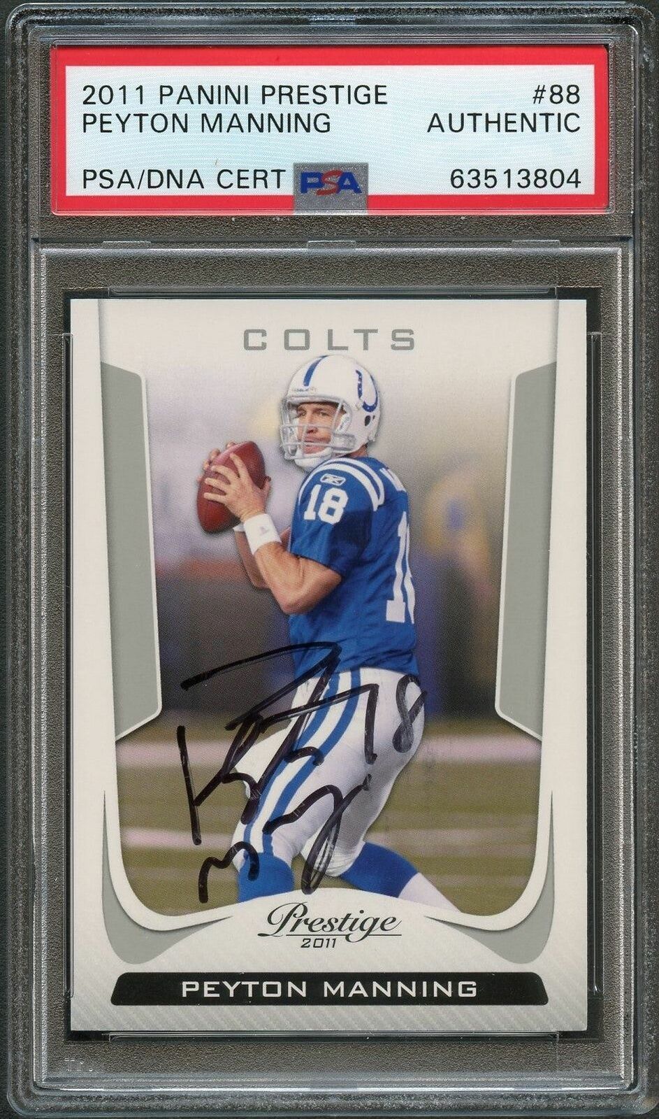 2011 Panini Prestige #88 Peyton Manning Signed Card PSA Slabbed Colts