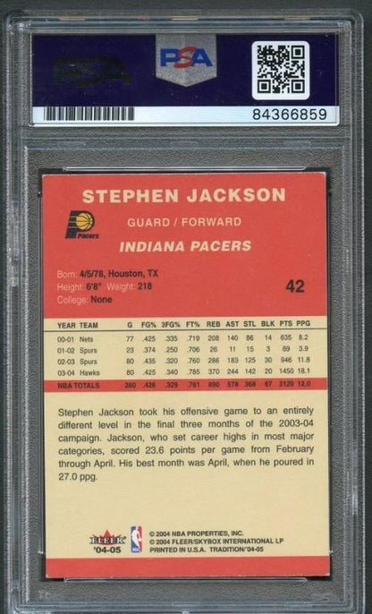 2004-05 Fleer Tradition #42 Stephen Jackson Signed Card AUTO PSA Slabbed Pacers