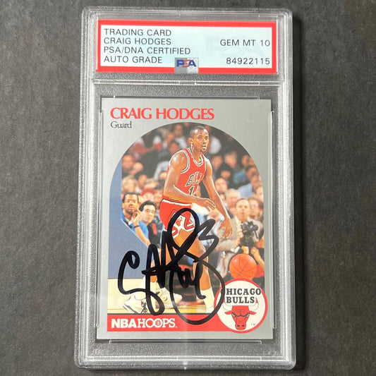 1990 NBA Hoops #64 Craig Hodges Signed Card AUTO 10 PSA Slabbed Bulls