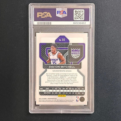 2021-22 Panini Prizm #312 Davion Mitchell Signed Card PSA MINT 9 AUTO Authentic
