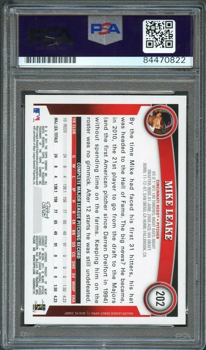 2011 Topps Opening Day #202 Mike Leake Signed Card PSA Slabbed Auto 10 Cardinals
