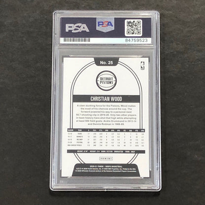 2020-21 Panini NBA Hoops #25 Christian Wood Signed Card AUTO PSA Slabbed Pistons