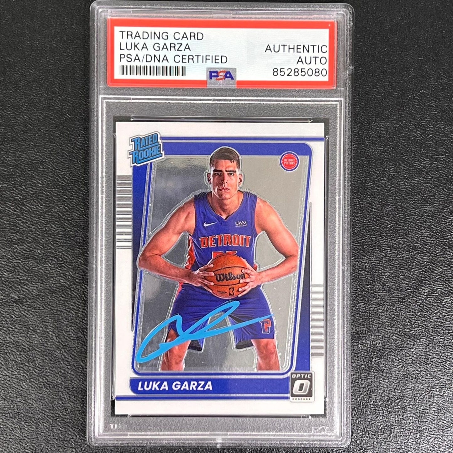 2021-22 Panini Donruss Optic Rated Rookie #164 Luka Garza Signed Card AUTO PSA S