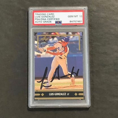 1991 Leaf Gold #BC2 Luis Gonzalez Signed Card PSA Slabbed Auto 10 Astros