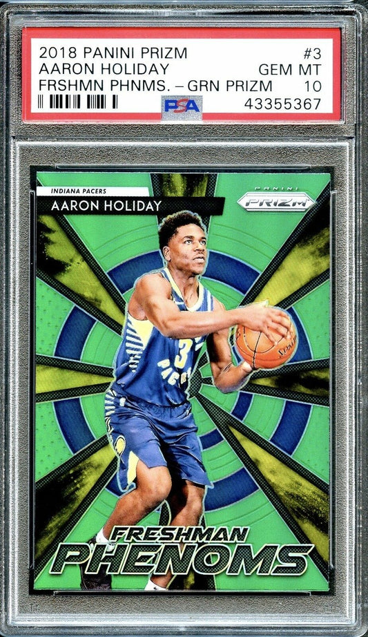 2018 Panini Prizm #3 Aaron Holiday Frshmn Phnms GRN Prizm PSA 10 Gem Mint