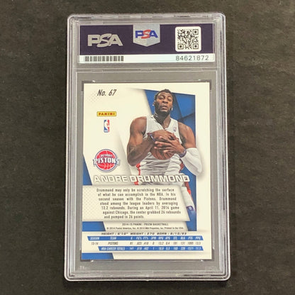 2014-15 Panini Prizm #67 Andre Drummond Signed Card AUTO PSA Slabbed Pistons