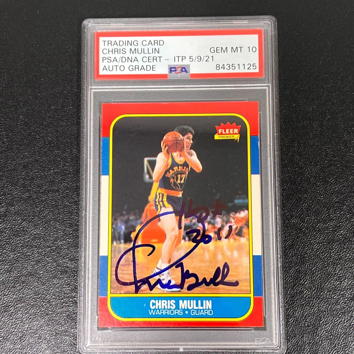 1986-87 Fleer Premier #77 Chris Mullin Signed RC Rookie Card AUTO 10 PSA Slabbed