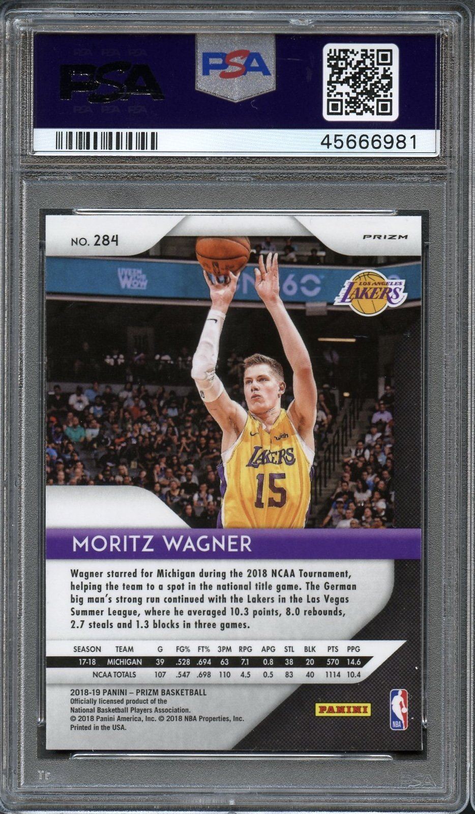 2018 Panini Prizm #284 Moritz Wagner Red White Blue Prizm PSA 9 Mint RC