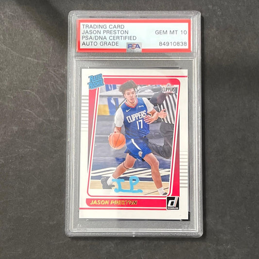 2021-22 Panini Donruss Rated Rookie #210 Jason Preston Signed Card PSA Gem MT 10