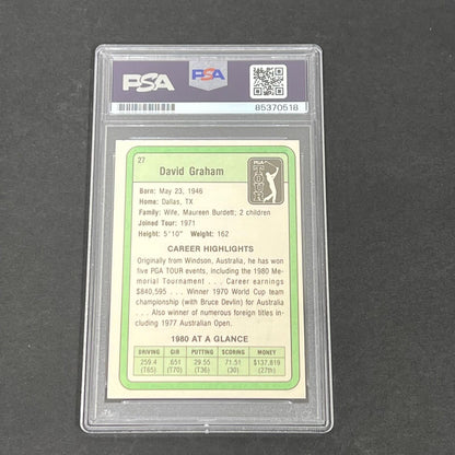 1981 Donruss PGA Tour #27 David Graham Signed Card PSA/DNA Slabbed AUTO Golf