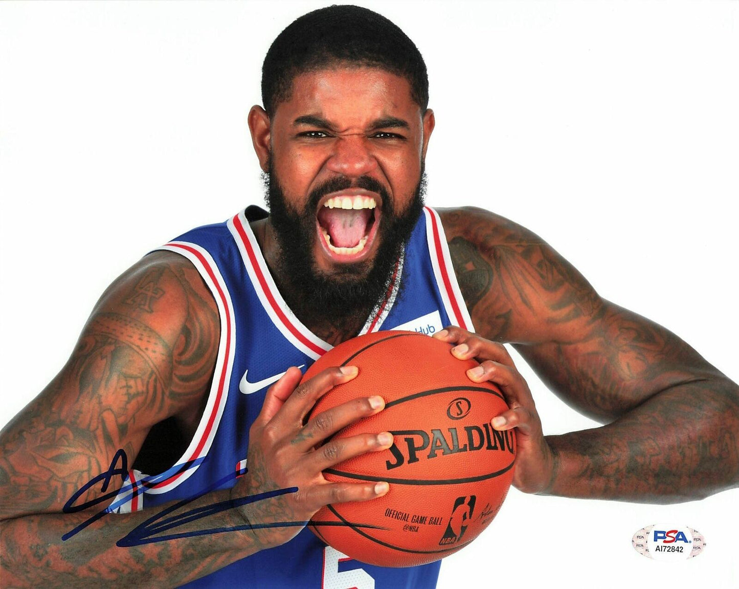 AMIR JOHNSON signed 8x10 photo PSA/DNA Philadelphia 76ers Autographed