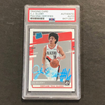2020-21 Panini Donruss Optic Rated Rookie #195 C.J. Elleby Signed Card PSA Slabb