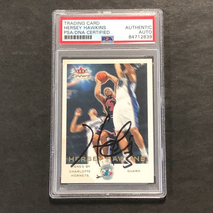 2000-01 Fleer Focus #124 Hersey Hawkins Signed Card PSA Slabbed Hornets