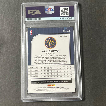 2019-20 NBA Hoops Premium Stock #48 Will Barton Signed Card AUTO PSA Slabbed Nug