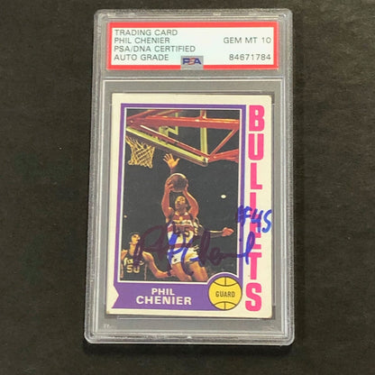 1974 Topps #165 Phil Chenier Signed Card AUTO 10 PSA Slabbed Bullets