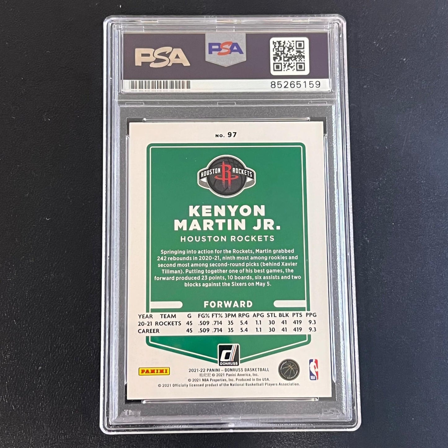 2021-22 Panini Prizm #97 Kenyon Martin Jr. Signed Card AUTO PSA Slabbed Rockets