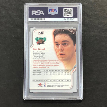 2003-04 Fleer #56 Pau Gasol Signed Card AUTO PSA Slabbed Grizzlies