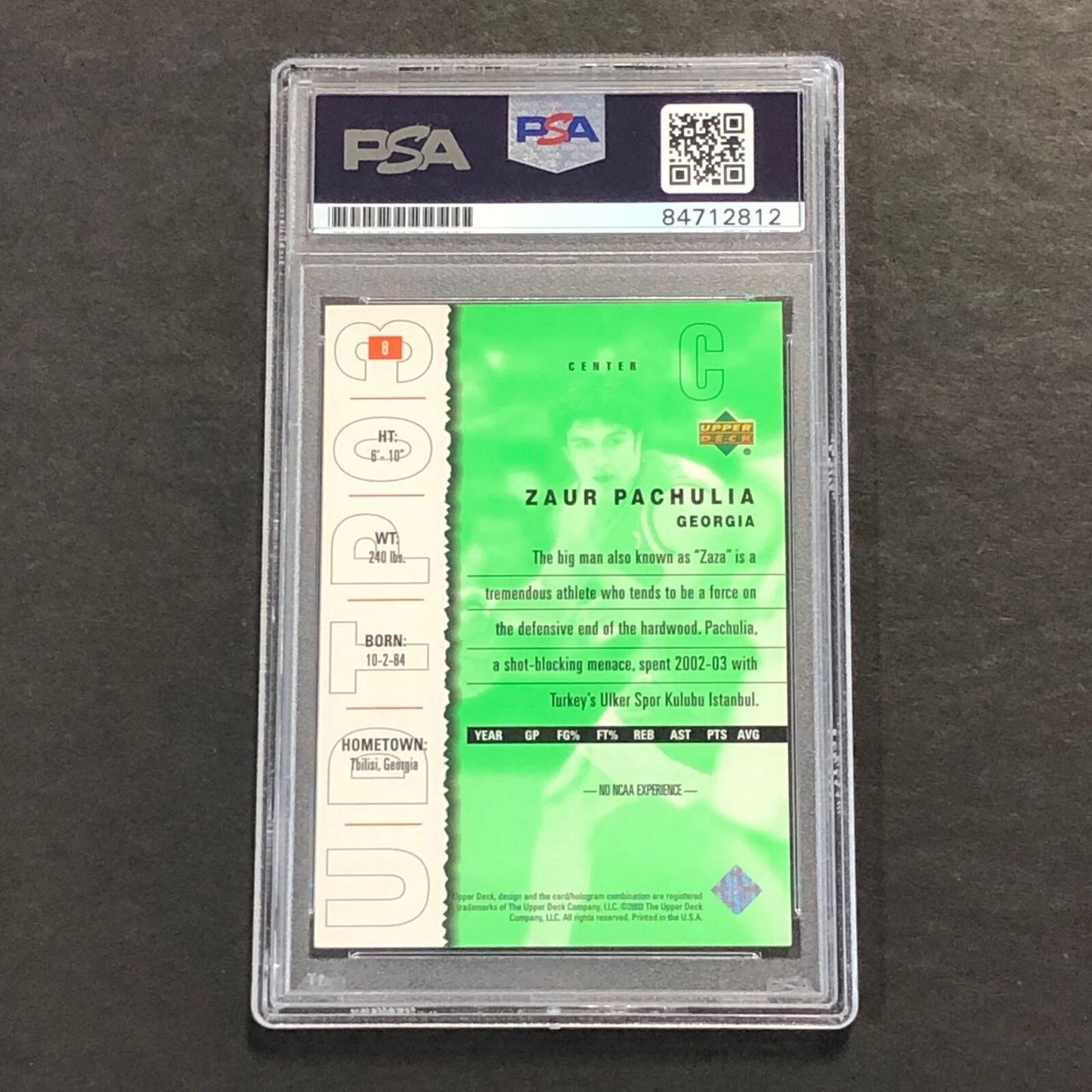 2003 Upper Deck Top Prospects #8 Zaza Pachulia Signed Card AUTO PSA Slabbed