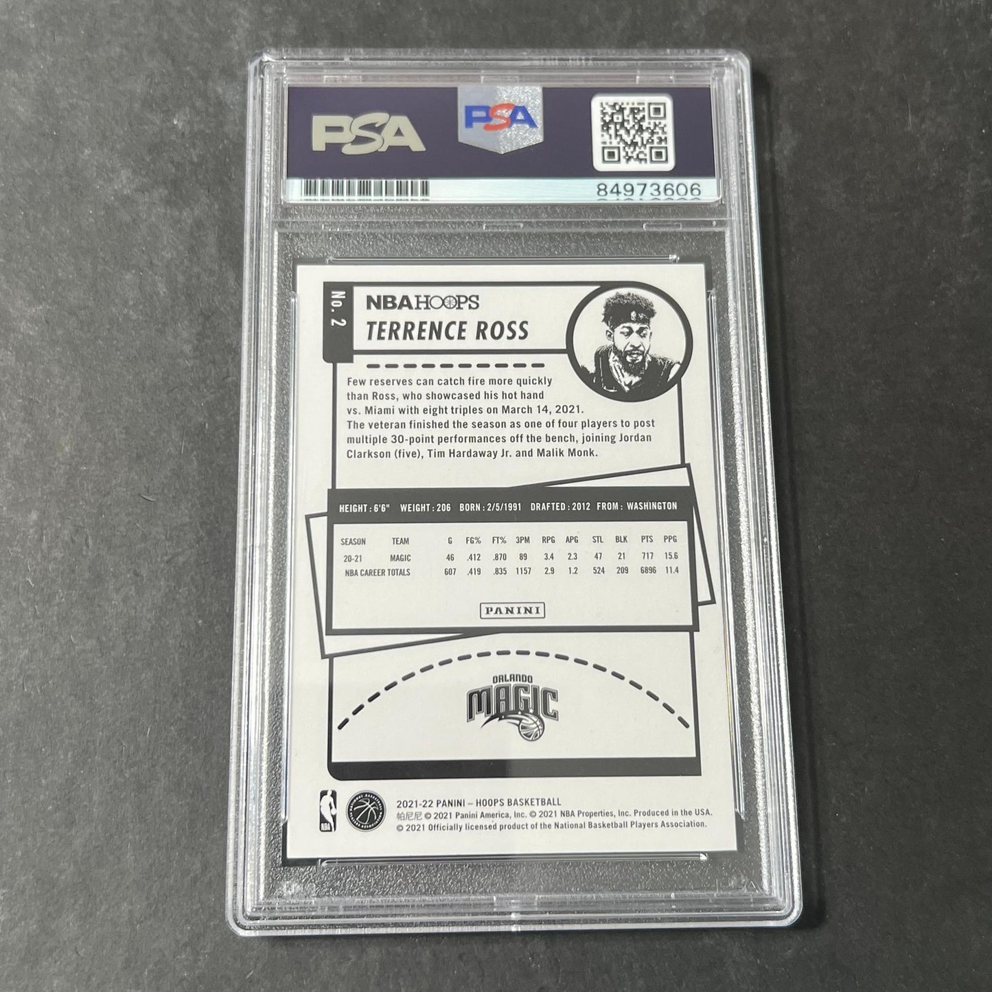 2021-22 Panini Hoops #2 Terrence Ross Signed Card AUTO PSA Slabbed Magic
