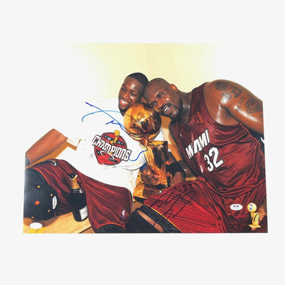 Shaquille O'Neal Dwyane Wade signed 16x20 PSA/DNA Miami Heat Autographed