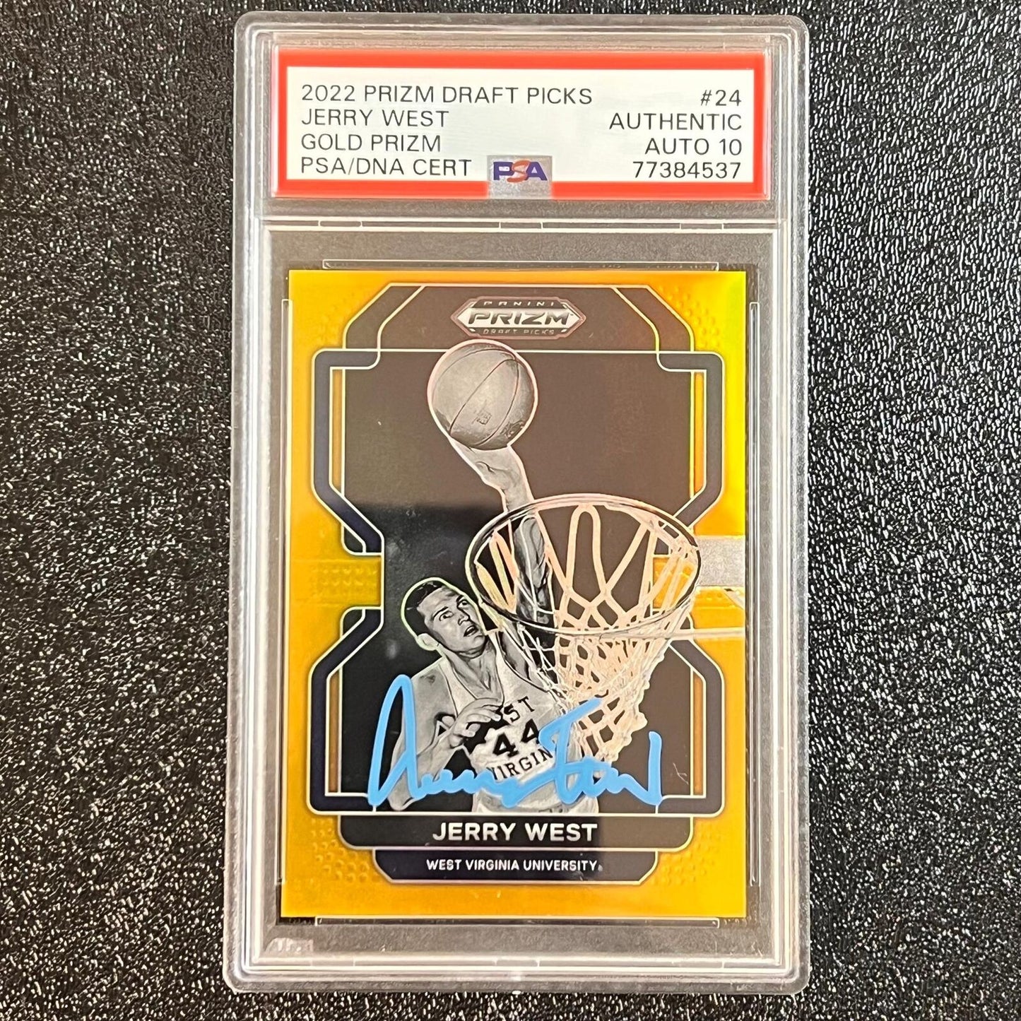 2022 Prizm Draft Picks Gold #24 JERRY WEST Signed Card Authentic AUTO 10 PSA Sla