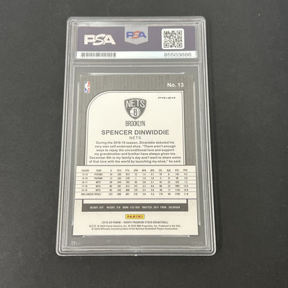 2019-20 Panini NBA Hoops Premium Stock #13 Spencer Dinwiddie signed card