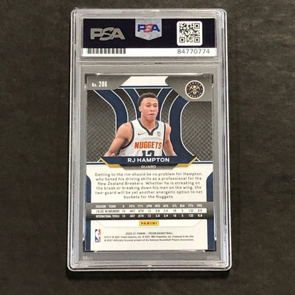 2020-21 Panini Prizm #286 RJ Hampton signed Auto Card PSA/DNA Slabbed RC Nuggets