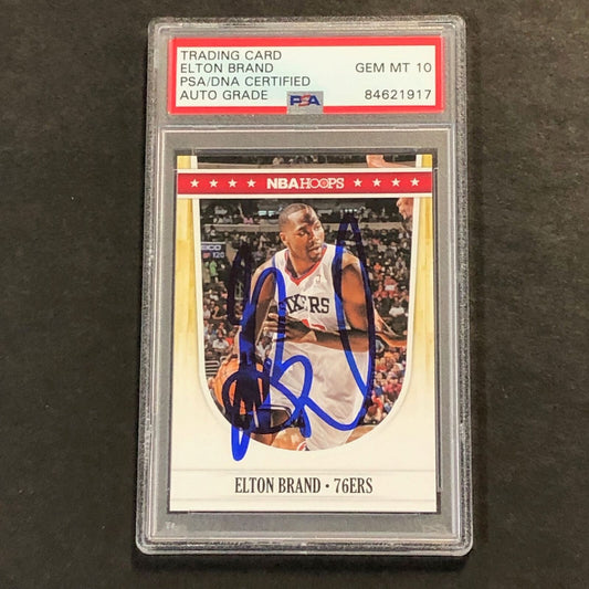 2011-12 NBA Hoops #184 Elton Brand Signed Card AUTO 10 PSA Slabbed 76ers