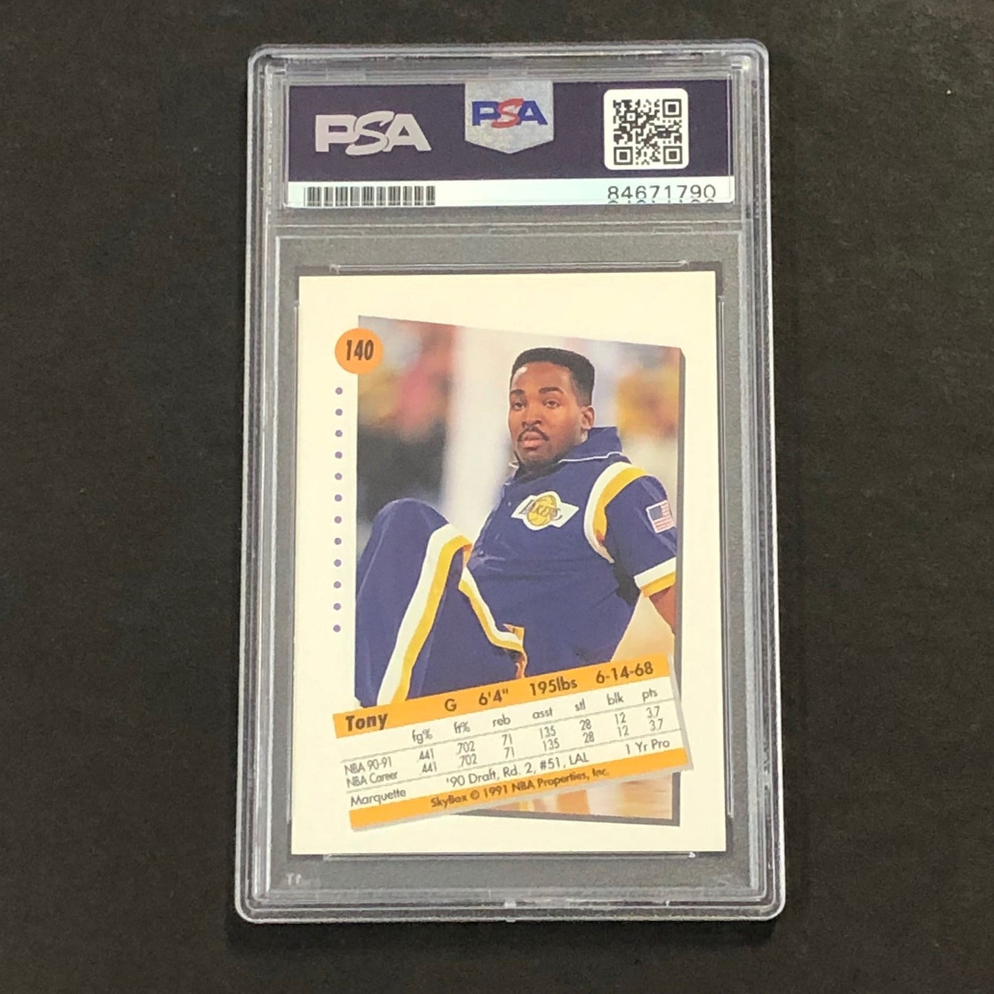 1991 Skybox #140 Tony Smith Signed Card AUTO 10 PSA Slabbed Lakers