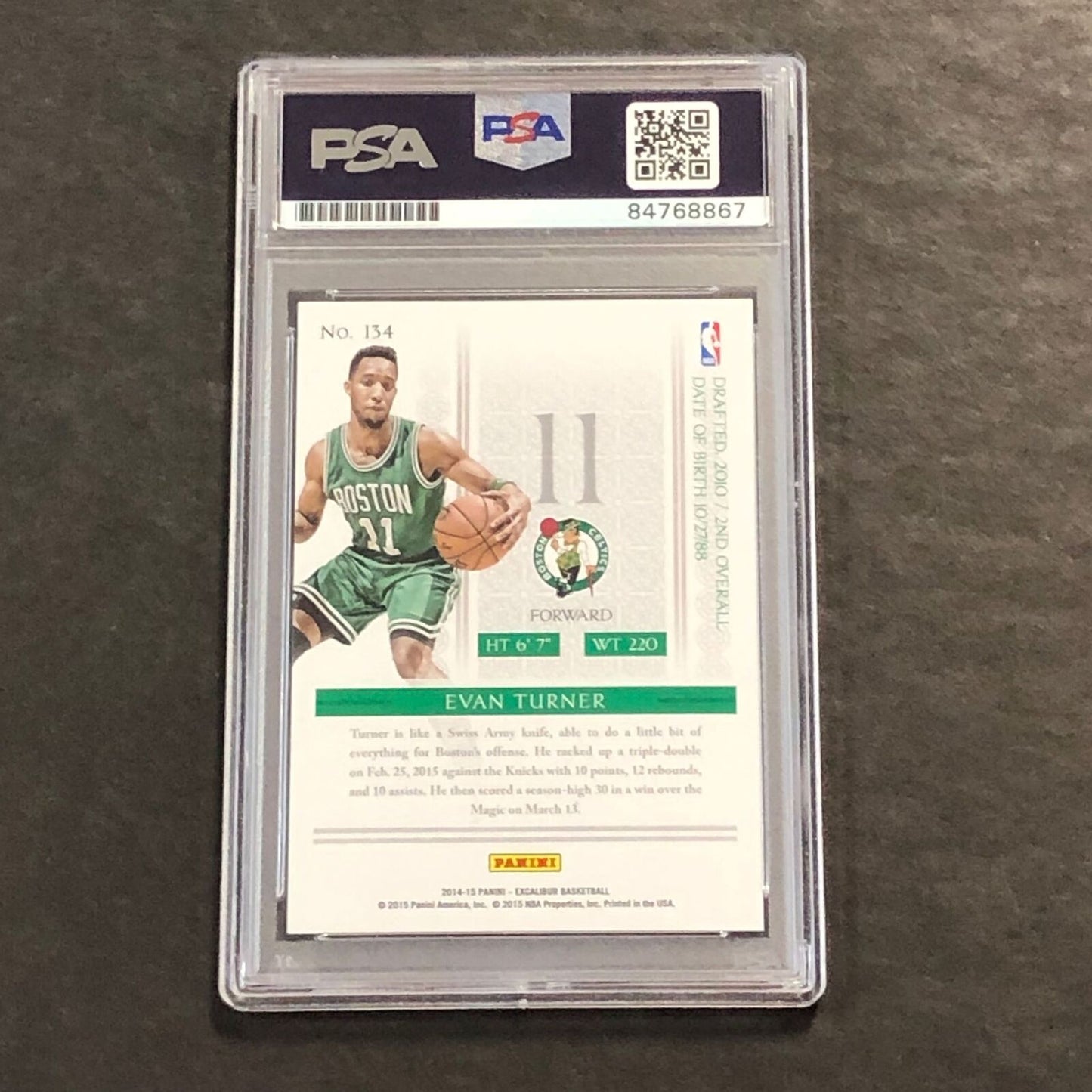2014-15 Panini Excalibur #134 Evan Turner Signed Card AUTO 10 PSA Slabbed Celtic