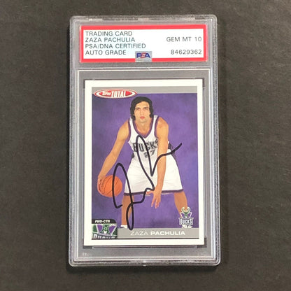 2004-05 Topps Total #249 Zaza Pachulia Signed Card AUTO GRADE 10 PSA Slabbed Buc