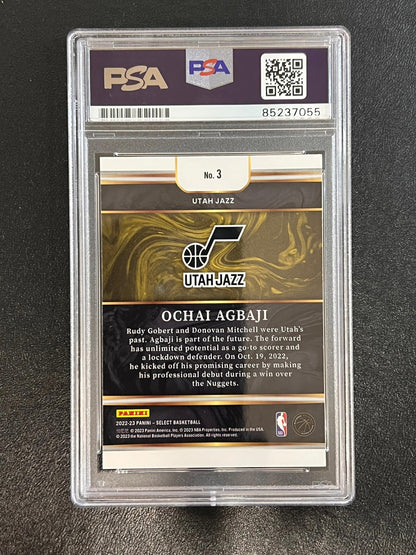 2022-23 Panini-Select #3 Ochai Agbaji signed card PSA/DNA Autographed Slabbed Ut