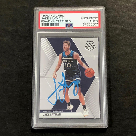 2019-20 Panini Mosaic #123 Jake Layman Signed Rookie Card AUTO PSA Slabbed Timbe