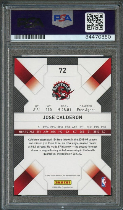 2009-10 Panini Threads #72 Jose Calderon Signed Card AUTO 10 PSA Slabbed Raptors