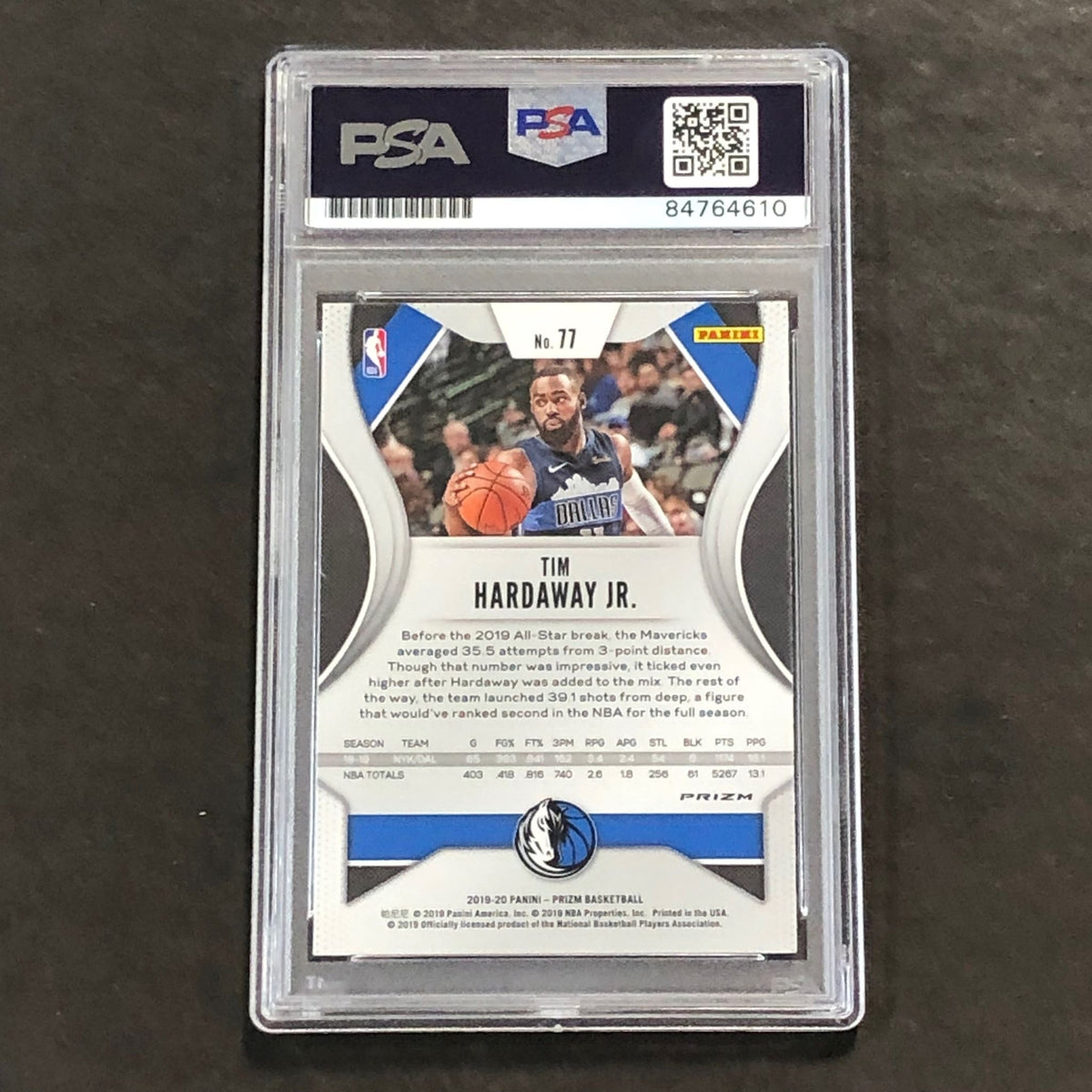 2019-20 Panini Silver Prizm #77 Tim Hardaway Jr. Signed Card AUTO PSA Slabbed Ma