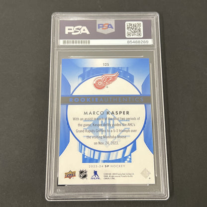 2023-24 SP Hockey #125 Marco Kasper Rookie Authentics signed card PSA
