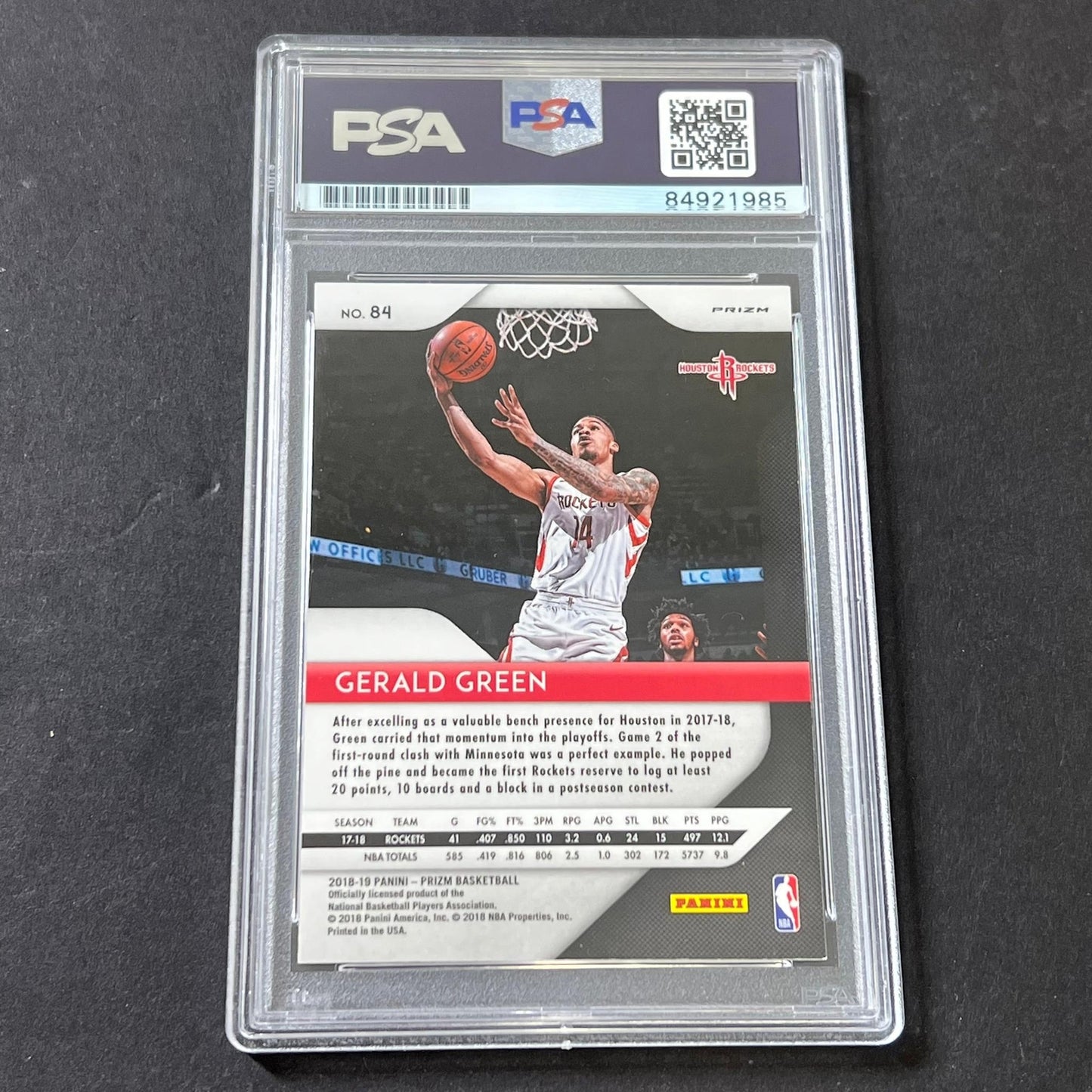 2018-19 Panini Prizm #84 Gerald Green Signed Card AUTO GRADE 10 PSA Slabbed Rock