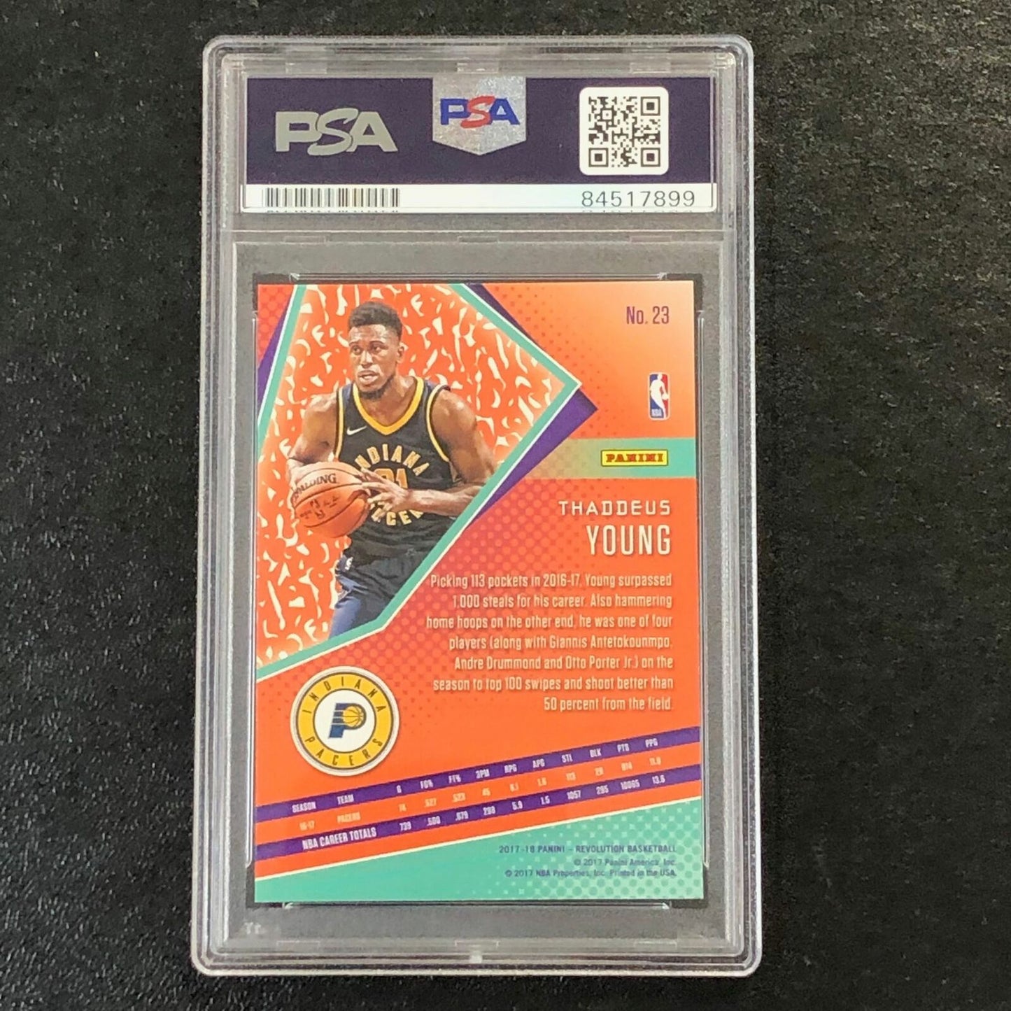 2017-18 Panini Revolution #23 Thaddeus Young Signed Card AUTO PSA Slabbed Pacers