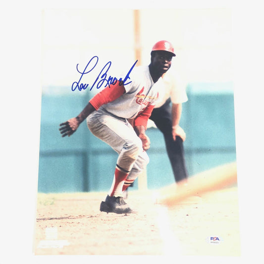 Lou Brock signed 11x14 photo PSA/DNA St. Louis Cardinals Autographed